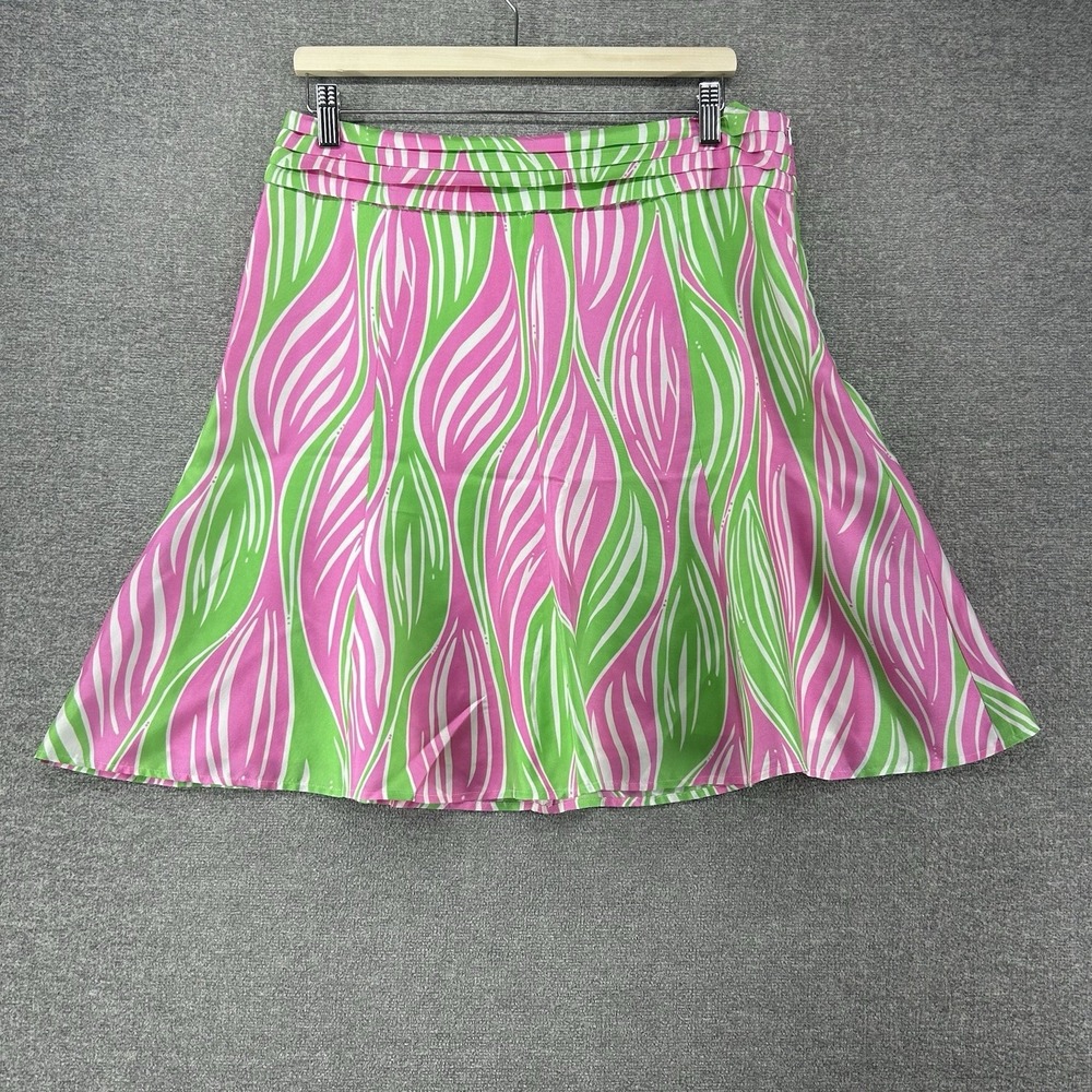 Lilly Pulitzer Adeline Skirt Women Size 10 Pink Green‎ Lined Silk Casual